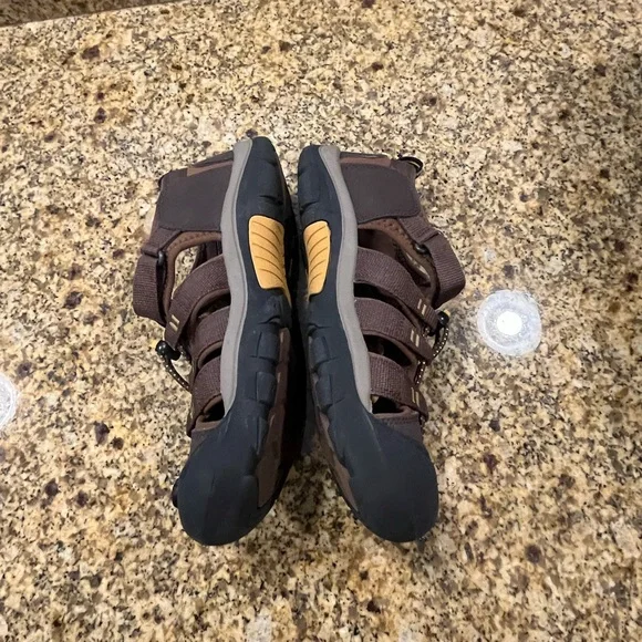 Keen Targhee Hiking Trail Sport Sandals Men’s Size 7 Brown Leather EUC - Picture 2 of 7